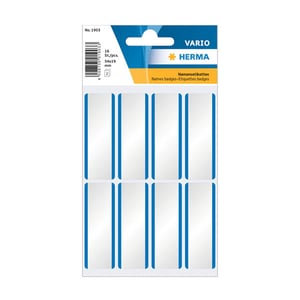 Afbeelding van Herma 1903 naambadge etiketten | 54 x 19 mm | wit/blauw | 16 etiketten