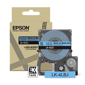 Afbeelding van Epson LK-4LBJ matte tape zwart op blauw 12 mm (origineel)