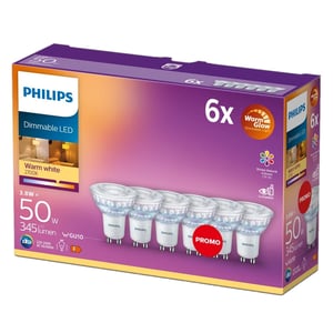 Afbeelding van Philips GU10 LED-spot | 3.8W (50W) | WarmGlow | 6 stuks