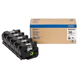 Afbeelding van Brother HGe-261V5 hoge resolutie tape zwart op wit 36mm x 8m 5 stuks (origineel)