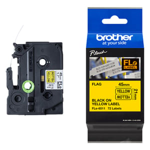 Afbeelding van Brother FLe-6511 vlagtape zwart op geel 21mm x 45mm (origineel)