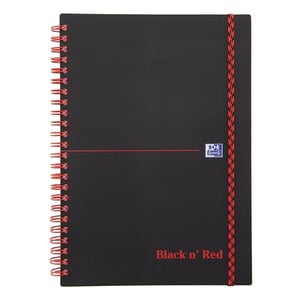 Afbeelding van Oxford Black ’N Red spiraal blok | A5 | kunststof | geruit | met elastieksluiting | 70 vel