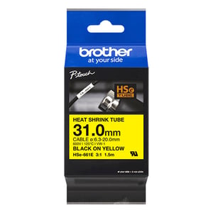 Afbeelding van Brother HSe-661E krimpkous tape zwart op geel | 31 mm x 1,5 m (origineel)