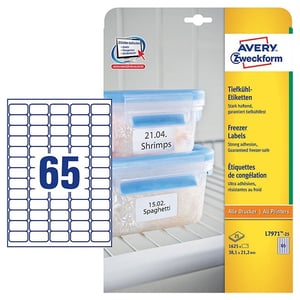 Afbeelding van Avery Zweckform L7971-25 diepvriesetiketten | 38,1 mm x 21,2 mm | 1625 etiketten