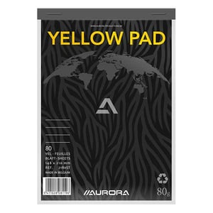 Afbeelding van Aurora 2180ST schrijfblok | geel papier | A5 | gelinieerd | 80 gr. | 80 vel