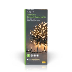 Afbeelding van Nedis cluster LED kerstverlichting | 560 lampjes | 11,2 meter | binnen/buiten | warm wit