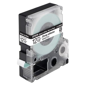 Afbeelding van Epson LC-4WBW9 extra klevende tape zwart op wit 12 mm (9m)