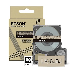 Afbeelding van Epson LK-6JBJ matte tape zwart op beige 24 mm (origineel)