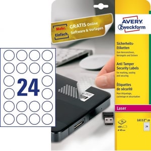 Afbeelding van Avery Zweckform L6112-20 anti-fraude etiketten | 40 mm | 480 etiketten