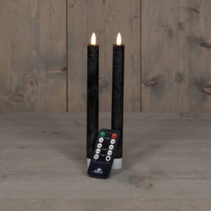 Afbeelding van Anna Collection Led Dinerkaars | 23 cm | zwart | 3D vlam | 2 stuks