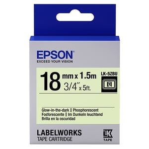 Afbeelding van Epson LK-5ZBU glow in the dark tape zwart op neon 18mm (origineel)