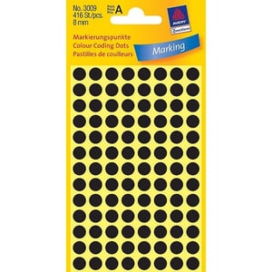 Afbeelding van Avery Zweckform 3009 markeringspunten | 8 mm | zwart | 416 etiketten