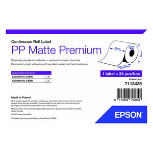Afbeelding van Epson 7113426 PP matte label 51 mm x 29 m (origineel)