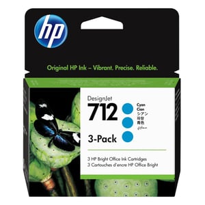 Afbeelding van HP 712 (3ED77A) inktcartridge cyaan 3 stuks (origineel)