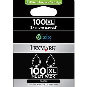 Afbeelding van Lexmark 14N0848 nr. 100XL inktcartridge zwart hoge capaciteit 2 stuks (origineel)