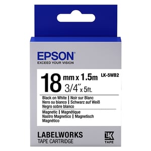Afbeelding van Epson LK-5WB2 magnetische tape zwart op wit 18mm (origineel)