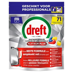 Afbeelding van Dreft Professional Platinum Plus vaatwastabletten | Lemon | 71 tabs