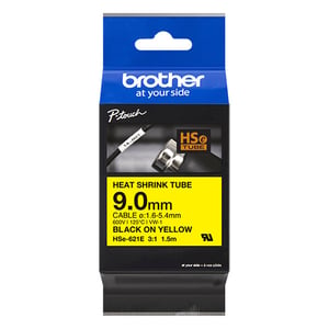 Afbeelding van Brother HSe-621E krimpkous tape zwart op geel | 9 mm x 1,5 m (origineel)