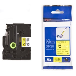 Afbeelding van Brother TZe-FX611 flexi ID tape zwart op geel 6mm x 8m (origineel)
