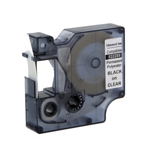 Afbeelding van DYMO 622289 IND Rhino tape permanent polyester zwart op transparant 12mm (huismerk)