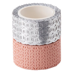 Afbeelding van Folia washi tape | roze en zilver | 5 meter | 2 stuks