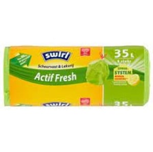 Afbeelding van Swirl vuilniszakken scheurvast & lekvrij Actif Fresh | 35 liter | 9 stuks