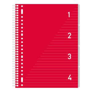 Afbeelding van Kangaro spiraalblok | A4 | gelinieerd | 80 gr | 200 vel | rood