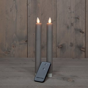 Afbeelding van Anna Collection Led Dinerkaars | 23 cm | taupe | bewegende vlam | 2 stuks