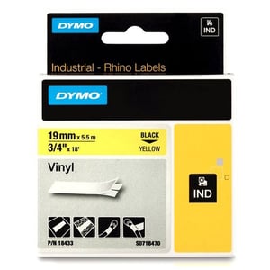 Afbeelding van DYMO S0718470 / 18433 IND Rhino tape vinyl zwart op geel 19mm (origineel)
