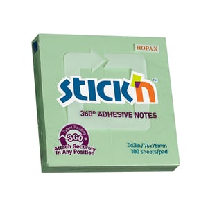 Afbeelding van Stick'n memoblok | 360 graden lijmrand | 76 x 76 mm | groen | 100 vel