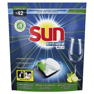 Afbeelding van Sun Optimum All-In-1 Vaatwascapsules | Citroen | 42 tabs