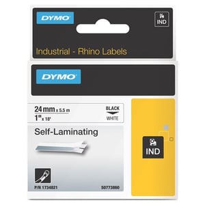 Afbeelding van DYMO S0773860 / 1734821 IND Rhino tape zelflaminerend zwart op wit 24mm (origineel)