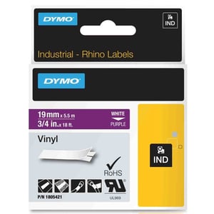 Afbeelding van DYMO 1805421 IND Rhino tape vinyl wit op paars 19mm (origineel)