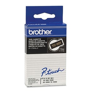 Afbeelding van Brother TC-301 tape goud op zwart 12mm x 7,7m (origineel)