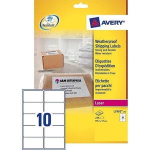 Afbeelding van Avery Zweckform L7992-25 verzendetiketten | wit | ultra sterk | zelfklevend | 99,1 mm x 57 mm | 250 etiketten
