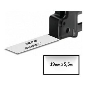 Afbeelding van DYMO 622290 IND Rhino tape permanent polyester zwart op transparant 19mm (huismerk)