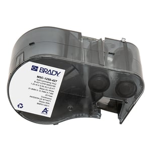 Afbeelding van Brady M5C-1250-427 gelamineerde vinyl labels zwart op wit/transparant | 31,75 mm x 7,62 m (origineel)