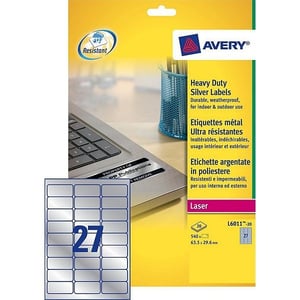 Afbeelding van Avery Zweckform L6011-20 verzegelingsetiketten | polyester | 63,5 mm x 29,6 mm | 540 etiketten