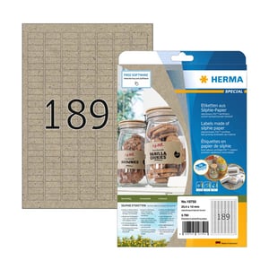 Afbeelding van Herma 10750 gerecyclede universele etiketten | A4 | 25,4 x 10 mm | natuurlijk bruin | 3780 etiketten