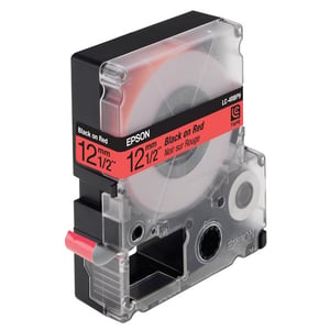 Afbeelding van Epson LC-4RBP9 tape zwart op pastel rood 12 mm (9m)