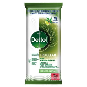 Afbeelding van Dettol Bio Tru Clean Reinigingsdoekjes | Eucalyptus & Lime | 48 stuks