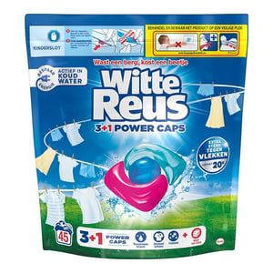 Afbeelding van Witte Reus 3+1 Power Caps wasmiddel capsules | 45 wasbeurten
