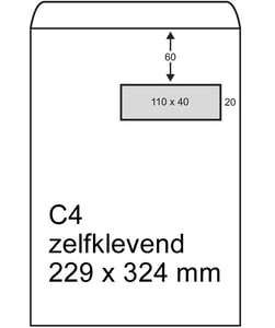 Afbeelding van Raadhuis akte envelop | zelfklevend | C4 | venster rechts | 229mm x 324mm | 250 stuks