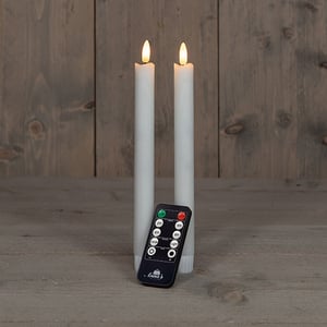 Afbeelding van Anna Collection Led Dinerkaars | 23 cm | wit | 3D vlam | 2 stuks