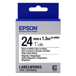 Afbeelding van Epson LK-6WB2 magnetische tape zwart op wit 24mm (origineel)
