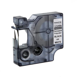 Afbeelding van DYMO 1805442 IND Rhino tape permanent polyester zwart op wit 6mm (huismerk)