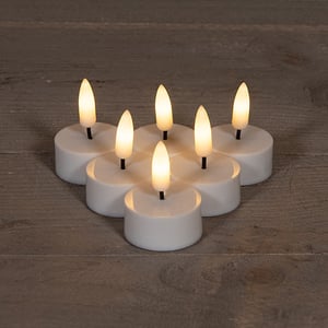 Afbeelding van Anna Collection LED Waxinelicht | 3,5 x 6 cm | wit | 3D vlam | 6 stuks