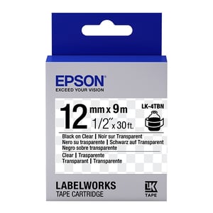 Afbeelding van Epson LK-4TBN tape zwart op transparant 12mm (origineel)