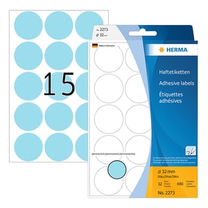 Afbeelding van Herma 2273 markeringspunten | 32 mm | blauw | 480 etiketten
