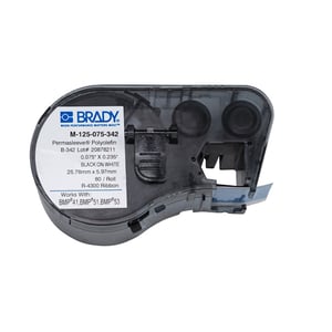 Afbeelding van Brady M-125-075-342 tape krimpkous | zwart op wit | 19,05mm x 6,00mm
